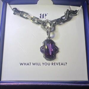 Bomb Party Siren Necklace Ocean's ‘Dark Jewel’ Amethyst On Hematite Necklace NIB